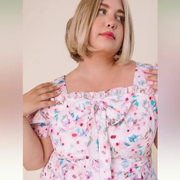 Ivy City Co. Dolly Floral Dress, Size 1X - Pink Flowers Princess Picnic Spring - Picture 2 of 16